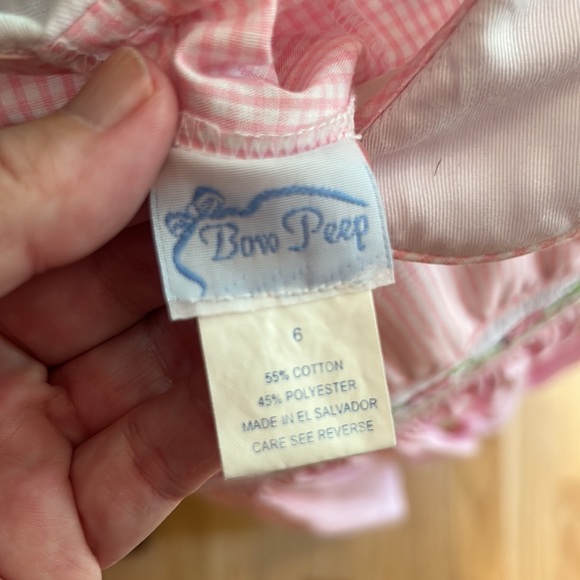 Pink/White Gingham Smocked Lady Bug Dress!  Brand-Bow Peep, Cotton/Poly, Size 6 - Picture 3 of 4